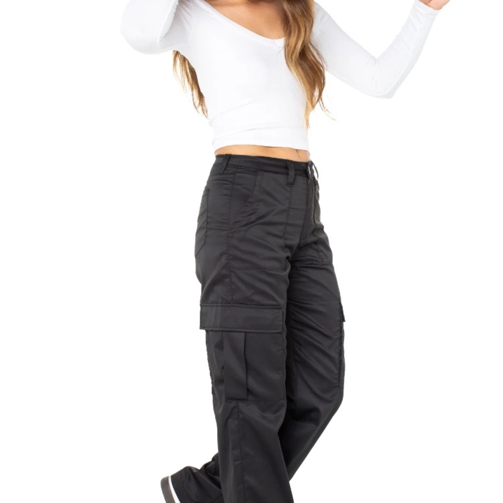 Celebrity Pink Black Satin Cargo Pants BRAND NEW medium